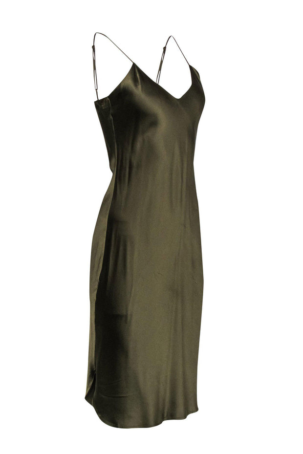 Current Boutique-Nili Lotan - Olive Sleeveless Silk Slip Dress Sz M