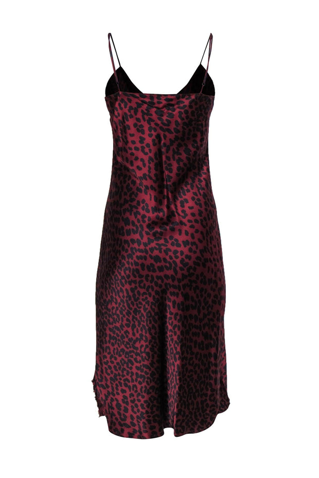 Current Boutique-Nili Lotan - Ruby & Black Cheetah Print Sleeveless Silk Slip Dress Sz M