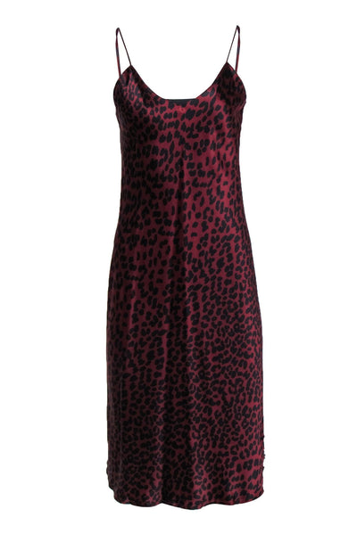 Current Boutique-Nili Lotan - Ruby & Black Cheetah Print Sleeveless Silk Slip Dress Sz M