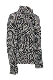 Current Boutique-Nina McLemore - Beige & Black Zebra Print Button-Up Silk "Lady June" Blazer Sz 12