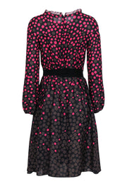 Current Boutique-Nina Ricci - Black, Pink & Floral Printed Ribbon Waisted Sz 6