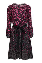 Current Boutique-Nina Ricci - Black, Pink & Floral Printed Ribbon Waisted Sz 6