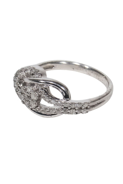 Current Boutique-No Label - Sterling Silver Diamond Interlocking Ring Sz 4.5