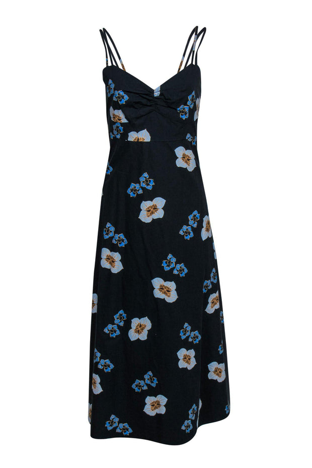 Current Boutique-No.6 - Navy Tropical Floral Print Sleeveless "Bali" Maxi Dress Sz L