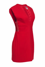 Current Boutique-Noam Hanoch - Red Sleeveless Sheath Mini Dress w/ Lace Detail Sz 8