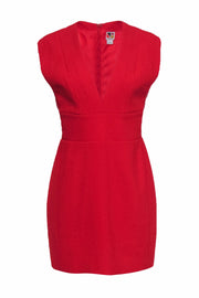 Current Boutique-Noam Hanoch - Red Sleeveless Sheath Mini Dress w/ Lace Detail Sz 8