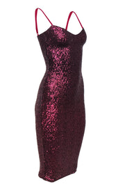 Current Boutique-Nookie - Raspberry Pink Sequined Bodycon Midi Dress Sz S