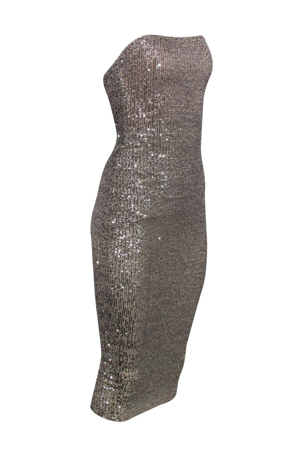 Current Boutique-Nookie - Silver Sequin "Fantasy" Strapless Midi Dress Sz M