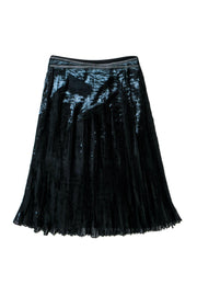 Current Boutique-Ohne Titel - Black Faux Patent Leather Accordion Pleated Midi Skirt Sz 6