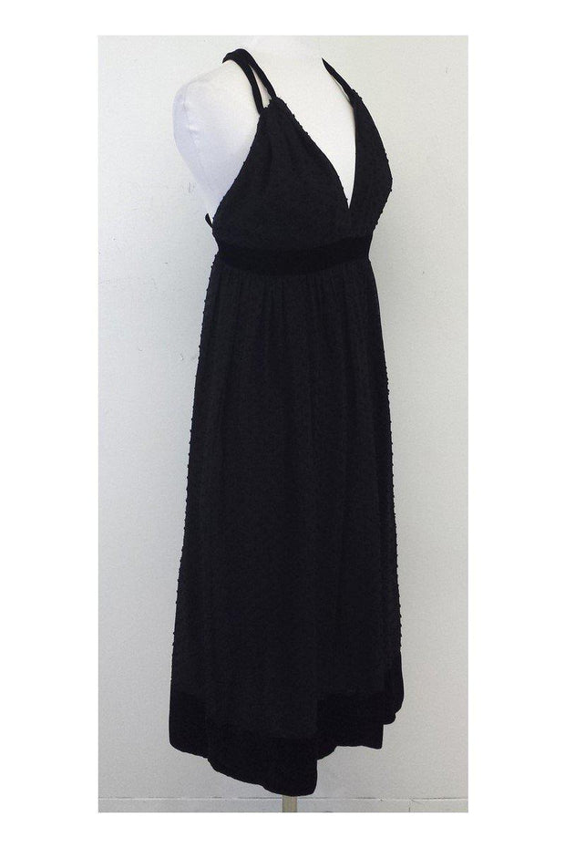 Current Boutique-Olga Kapustina - Black Polka Dot & Velvet Dress Sz S