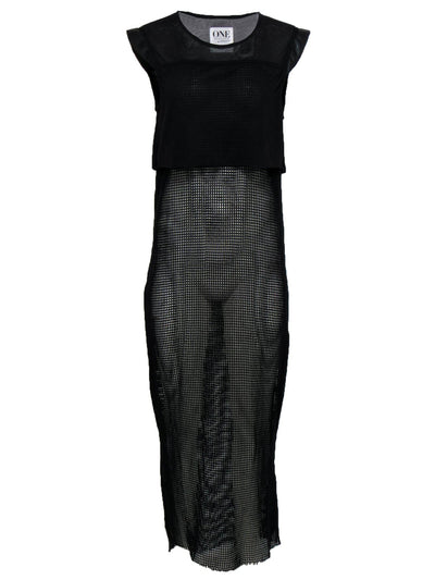 Current Boutique-One Teaspoon - Black Cap Sleeve Mesh Maxi Dress w/ Crop Top Sz XS