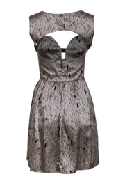 Current Boutique-Opening Ceremony - Grey & Black Printed Open Back Silk Fit & Flare Dress Sz S