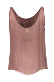 Current Boutique-Oscar de la Renta - Beige Semi-Sheer Silk Sleeveless Blouse Sz 12