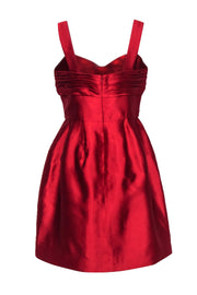 Current Boutique-Oscar de la Renta - Red Silk Satin Bow Bust Cocktail Dress Sz 14