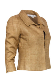 Current Boutique-Oscar de la Renta - Tan Textured Woven Silk Blazer Sz 6