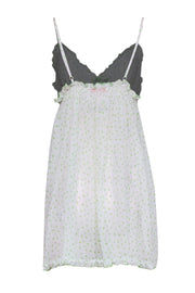 Current Boutique-Oscar de la Renta - White & Green Sheer Polka Dot Babydoll Dress Sz XL