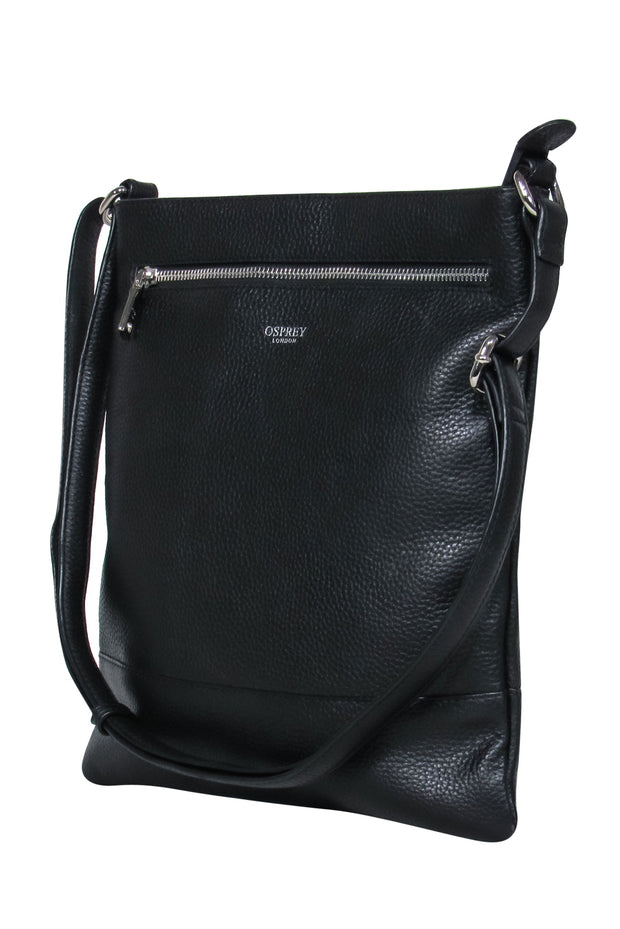 Current Boutique-Osprey London - Black Pebbled Leather Rectangle Crossbody