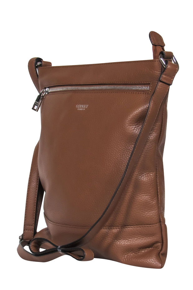 Current Boutique-Osprey London - Brown Pebbled Leather Rectangle Crossbody