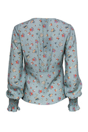 Current Boutique-Paige - Seafoam Green Floral Long Sleeve Peasant Top Sz XS