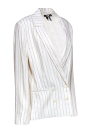 Current Boutique-Paige - White Metallic Pinstripe Double Breasted Linen Blazer Sz L