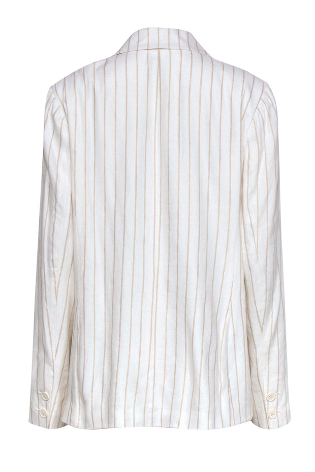 Current Boutique-Paige - White Metallic Pinstripe Double Breasted Linen Blazer Sz L