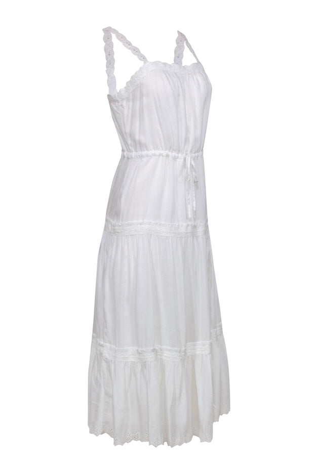 Current Boutique-Paige - White Sleeveless Embroidered “Amity” Maxi Dress w/ Lace Trim Sz XS