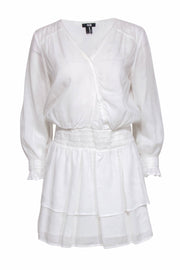 Current Boutique-Paige - White Textured Drop-Waist Mini Dress w/ V-Neckline Sz S