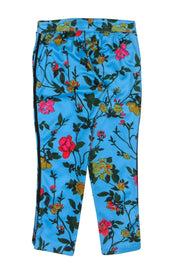 Current Boutique-Pam & Gela - Blue Floral Track Pants w/ Black Stripe Sz S