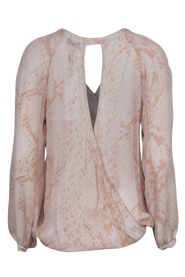 Current Boutique-Parker - Baby Pink Silk Open Back Snakeskin Print Blouse Sz M