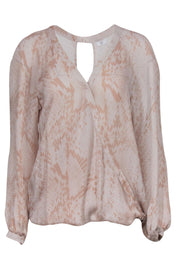 Current Boutique-Parker - Baby Pink Silk Open Back Snakeskin Print Blouse Sz M