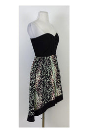 Current Boutique-Parker - Black Multicolor Leopard Print Strapless Dress Sz S