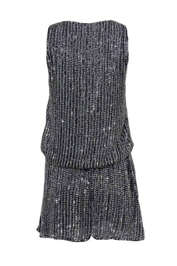 Current Boutique-Parker - Black & Silver Sequined Drop-Waisted Dress Sz XS