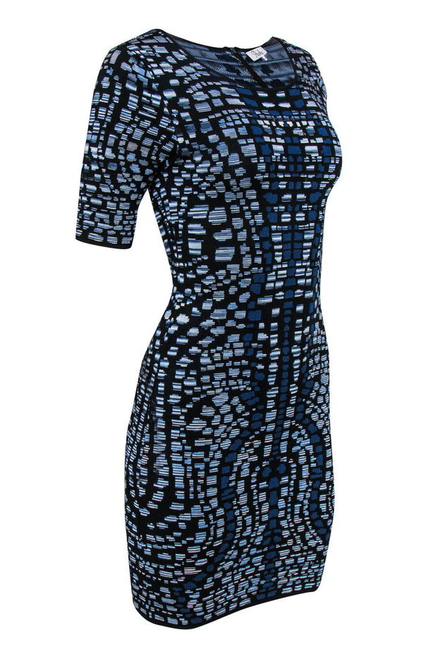 Current Boutique-Parker - Blue & Black Patterned Bandage Dress Sz M