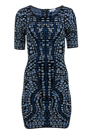 Current Boutique-Parker - Blue & Black Patterned Bandage Dress Sz M