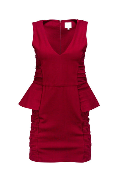 Current Boutique-Parker - Burgundy Peplum Bodycon Dress Sz L