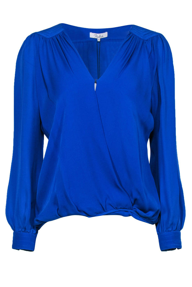 Current Boutique-Parker - Cobalt Blue Silky Long Sleeve Blouse Sz XS