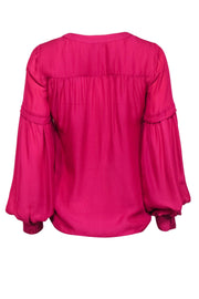 Current Boutique-Parker - Fuchsia Silk Blend Button Front Balloon Sleeve Blouse Sz XXS