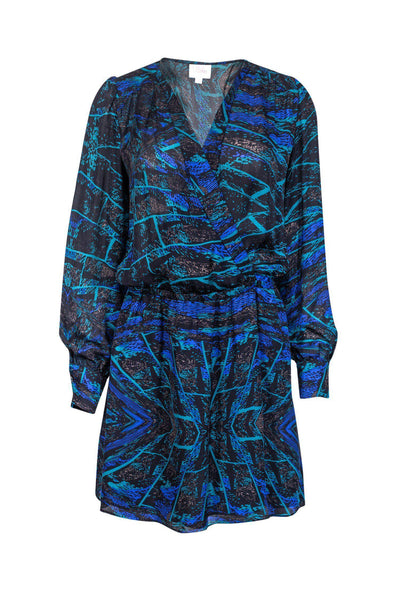 Current Boutique-Parker - Green & Blue Silk Wrap Dress Sz S