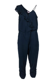 Current Boutique-Parker - Navy One-Shoulder Ruffle Jumpsuit Sz 8