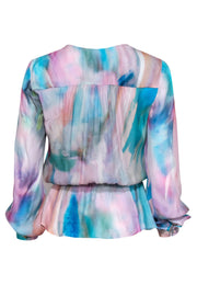 Current Boutique-Parker - Pastel Watercolor Marbled Ruffle Blouse Sz XS