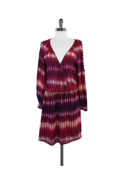 Current Boutique-Parker - Purple, Red & Green Silk Striped Dress Sz L