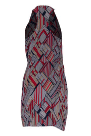 Current Boutique-Parker - Red & Blue Printed Silk Wrap Dress Sz S