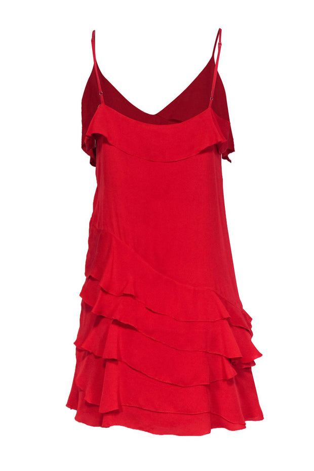 Current Boutique-Parker - Red Ruffle Tier Silk Dress Sz S