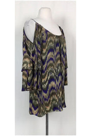 Current Boutique-Parker - Silk Chevron Cold Shoulder Shirt Sz XS