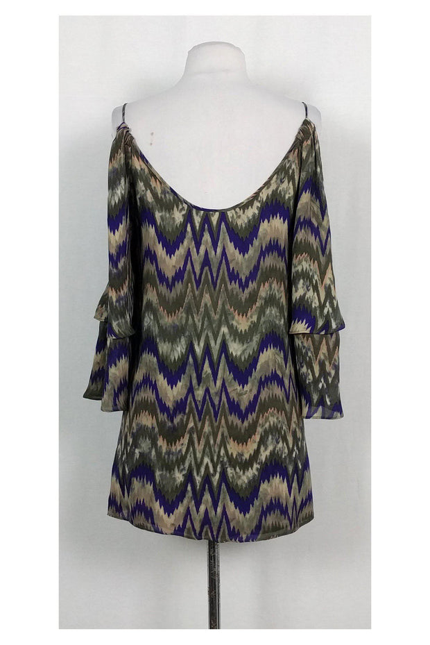 Current Boutique-Parker - Silk Chevron Cold Shoulder Shirt Sz XS