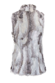 Current Boutique-Patrizia Luca - Grey & White Rabbit Fur Vest Sz M