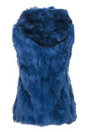 Current Boutique-Patrizia Luca - Smokey Blue Rabbit Fur Vest Sz S