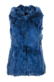 Current Boutique-Patrizia Luca - Smokey Blue Rabbit Fur Vest Sz S