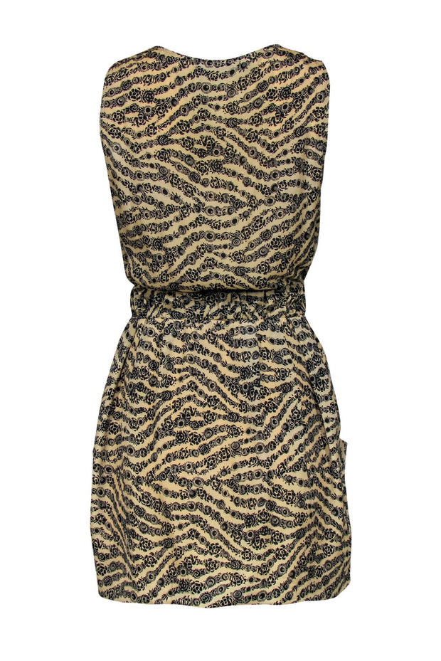 Current Boutique-Patterson J. Kincaid - Beige & Black Bohemian Print Sleeveless Fit & Flare Dress Sz S