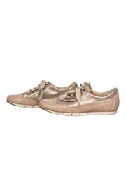 Current Boutique-Paul Green - Beige Metallic Lace-Up Sneakers Sz 7